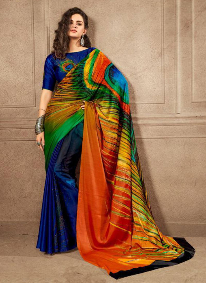 New Satin Designer Digital Printed Sarees Collection